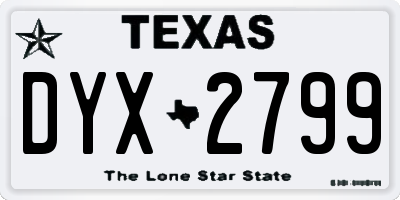 TX license plate DYX2799