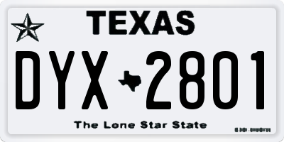 TX license plate DYX2801