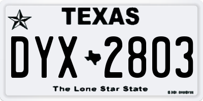 TX license plate DYX2803
