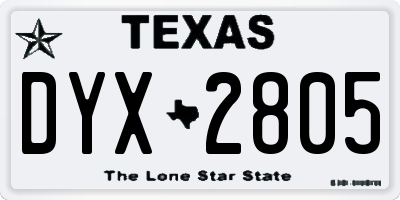 TX license plate DYX2805