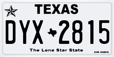 TX license plate DYX2815