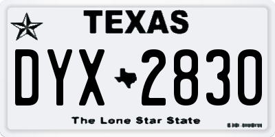 TX license plate DYX2830