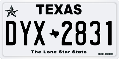 TX license plate DYX2831