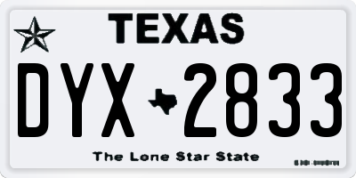 TX license plate DYX2833