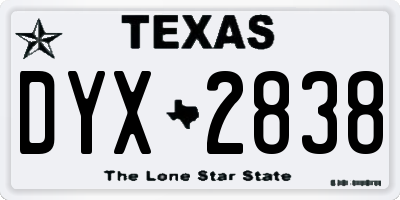 TX license plate DYX2838