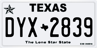 TX license plate DYX2839