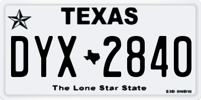 TX license plate DYX2840
