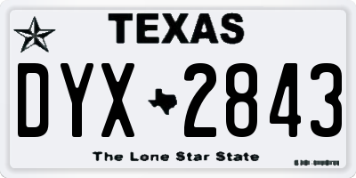 TX license plate DYX2843
