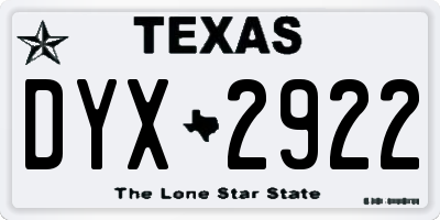 TX license plate DYX2922