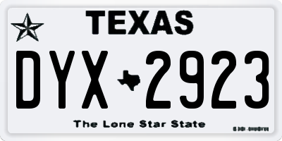 TX license plate DYX2923