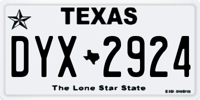TX license plate DYX2924
