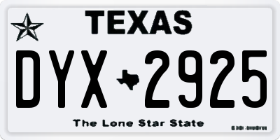TX license plate DYX2925
