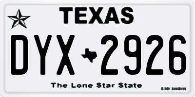 TX license plate DYX2926