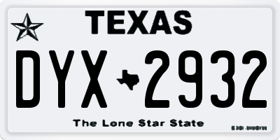 TX license plate DYX2932