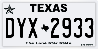 TX license plate DYX2933
