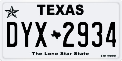 TX license plate DYX2934