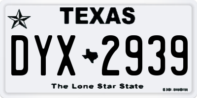 TX license plate DYX2939