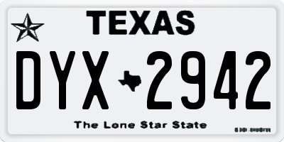 TX license plate DYX2942