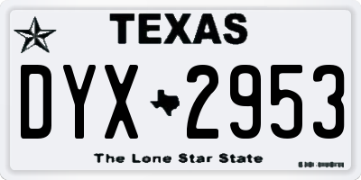 TX license plate DYX2953