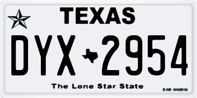 TX license plate DYX2954