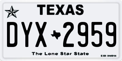 TX license plate DYX2959