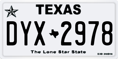 TX license plate DYX2978