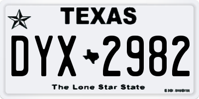 TX license plate DYX2982