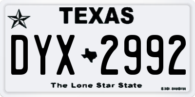 TX license plate DYX2992
