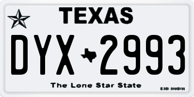 TX license plate DYX2993