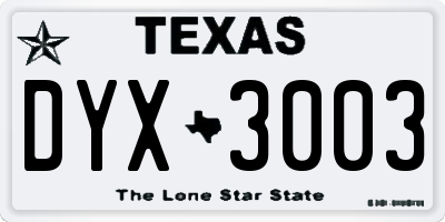 TX license plate DYX3003