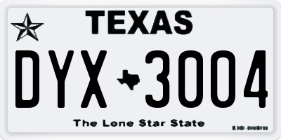TX license plate DYX3004