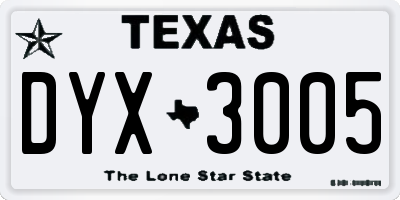 TX license plate DYX3005