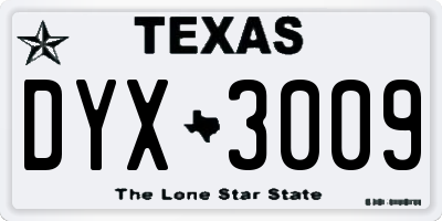 TX license plate DYX3009