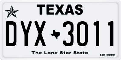 TX license plate DYX3011