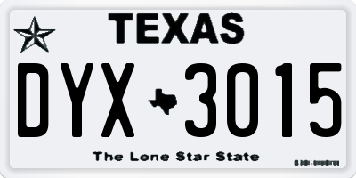 TX license plate DYX3015