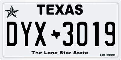 TX license plate DYX3019