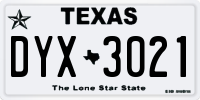 TX license plate DYX3021