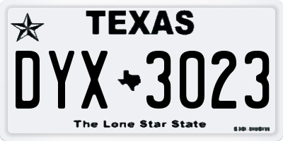 TX license plate DYX3023
