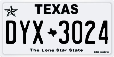 TX license plate DYX3024