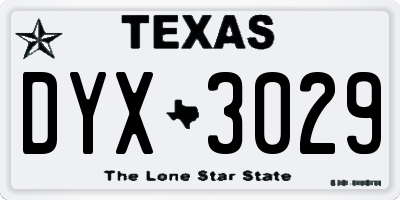 TX license plate DYX3029