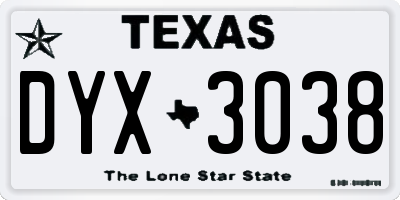 TX license plate DYX3038