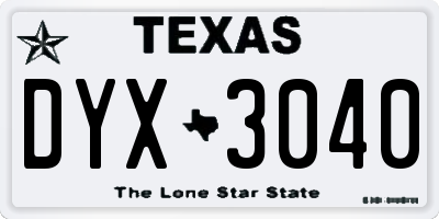 TX license plate DYX3040