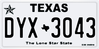 TX license plate DYX3043