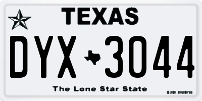 TX license plate DYX3044