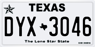 TX license plate DYX3046