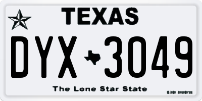TX license plate DYX3049