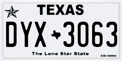 TX license plate DYX3063