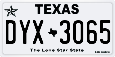 TX license plate DYX3065