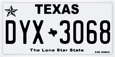 TX license plate DYX3068