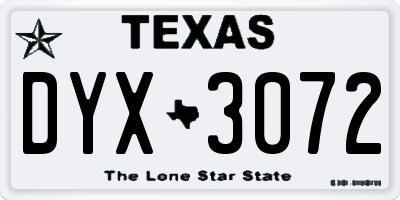 TX license plate DYX3072